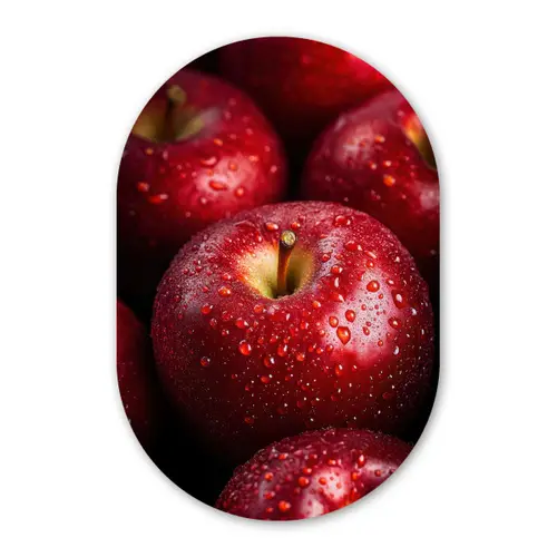 Rood - Appels - Fruit Wandcirkel Ovaal Forex klein -3d