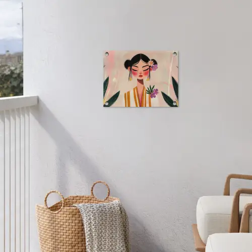 Vrouw - Bloemen - Pastel tuinposter los doek klein -sfeer8