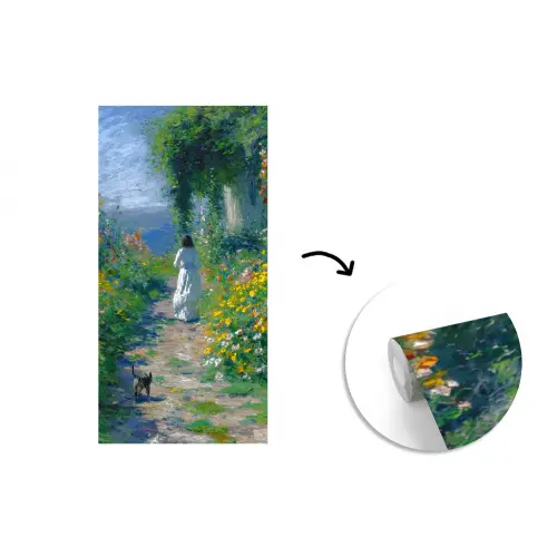 Kat - Vrouw - Bloemen - Huis fotobehang vinyl groot -3d
