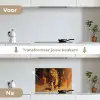 Tijger - Geschilderd - Oranje - Penseelstreken keuken achterwand spatscherm klein -voor_na_NL