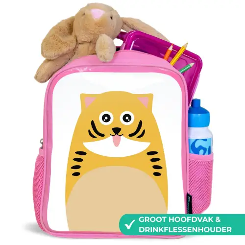 Dierenportret - kat - kinderen Kinderrugzak - Roze middel -inhoud_NL