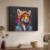 Graffiti - Vos - Jas - Pop art - Dieren Textielframe zwart klein -sfeer3