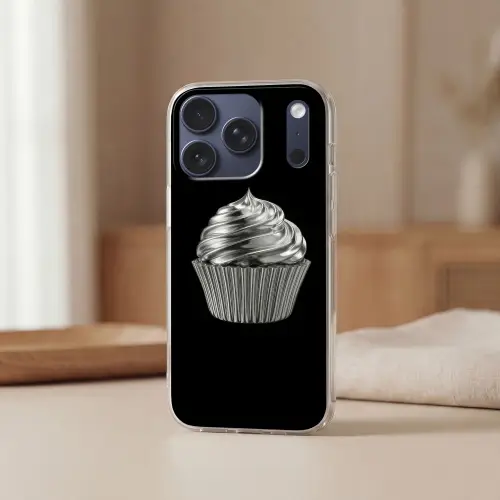 Cupcake - Luxueus - Zilver Telefoonhoesje iPhone 17 Pro klein -sfeer2