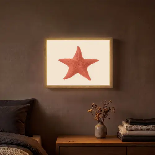 Zeester - Bobbels - Rood Light Box met batterij (Wandlamp) middel -sfeer4