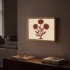 Bloemen - Bladeren - Rood - Minimalistisch Light Box met batterij (Wandlamp) middel -sfeer1