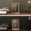 Bloemen - Kleurrijk - Schedel Light Box met kabel (Tafellamp) klein -sfeer3