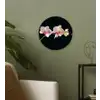 Orchidee - Bloemen - Zwart - Roze - Knoppen Wandcirkel kunststof plaat 5mm dik klein -sfeer3