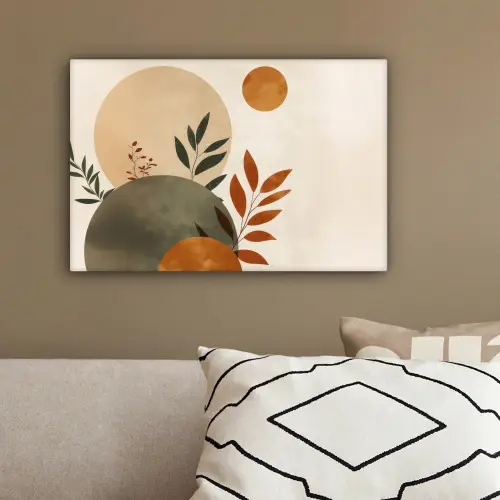 Vormen - Rond - Bladeren - Beige canvas 2cm klein -sfeer3
