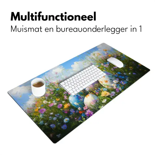 Grasveld - Eieren - Bloemen Muismat XXL klein -sfeer4