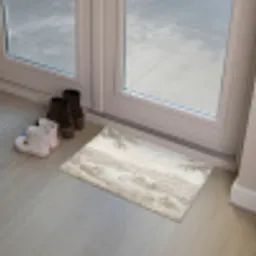 Rivierlandschap - Bergen - Natuur - Vintage - Beige Deurmat klein -sfeer3