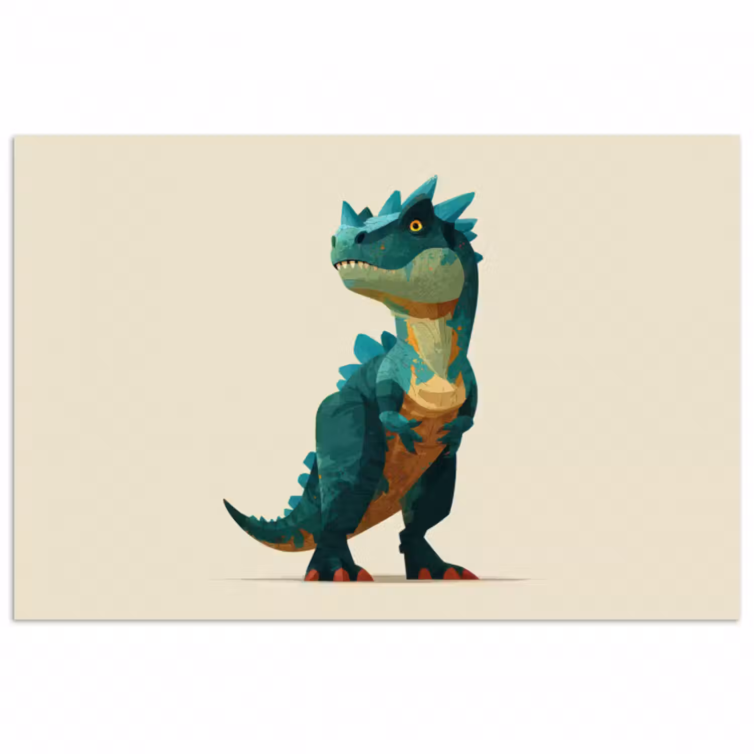 Poster - Stacheln - Dino - Blau - Muskulös
