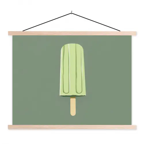 Groen - Waterijsje - Stokje - Illustratie textielposter latten blank klein -3d