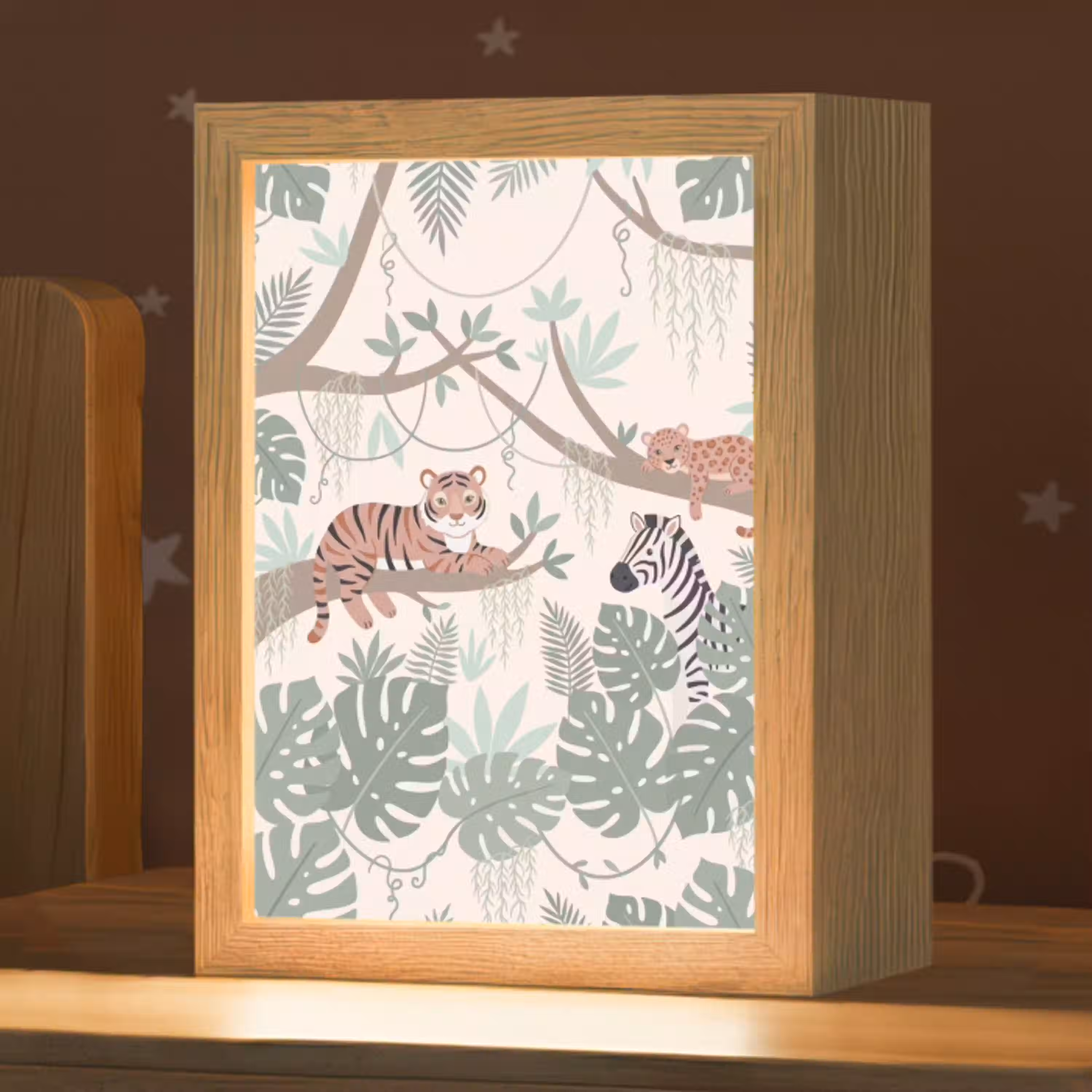 Jungle - Rustiek - Pastel Light Box met kabel (Kinderlampje) klein -zzz_3d_website