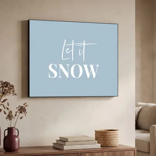 Sneeuw - Winter - Blauw - Let it snow Textielframe zwart klein -sfeer3