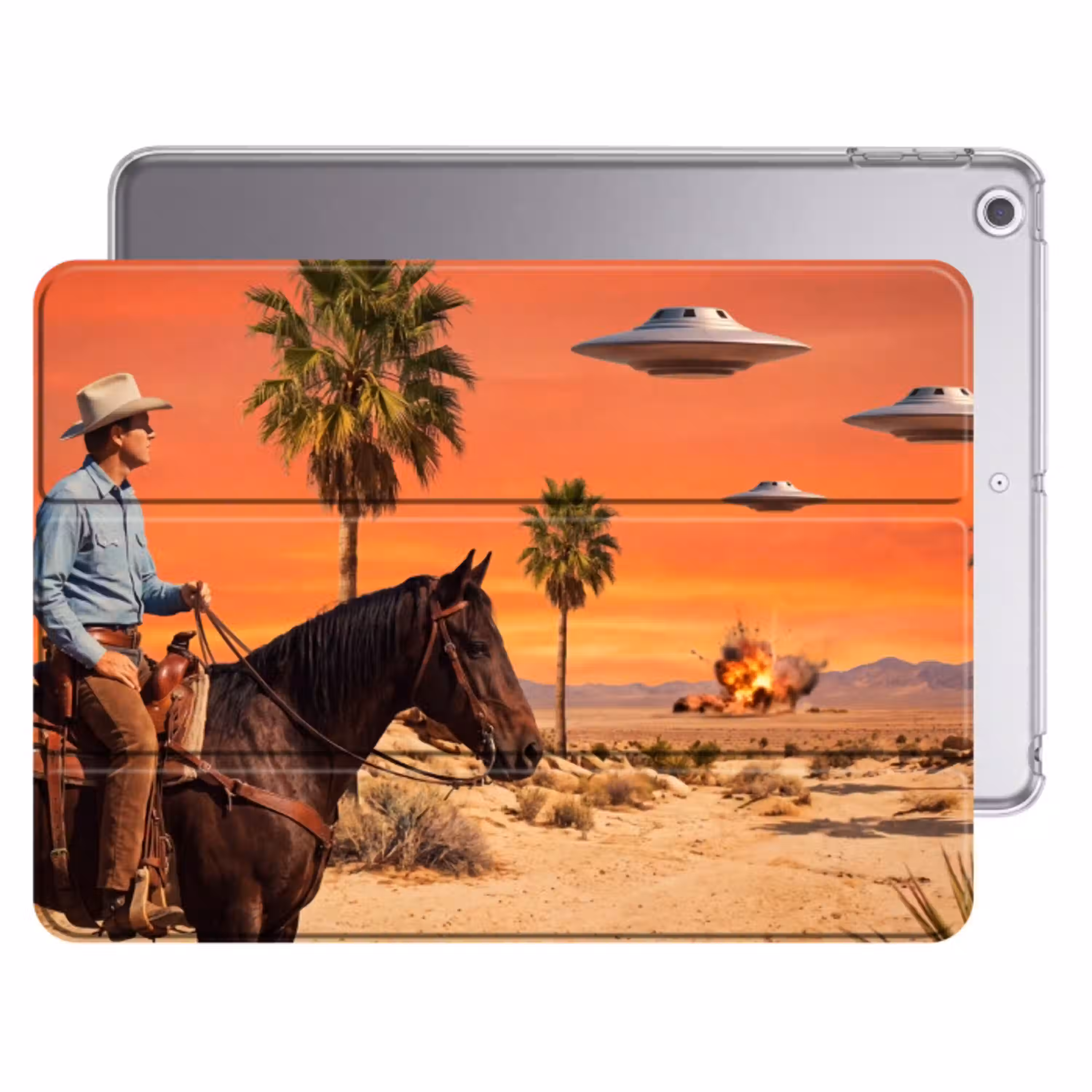 Cowboy - Paard - Woestijn Apple iPad 2017 middel -threedimensional_3d_global