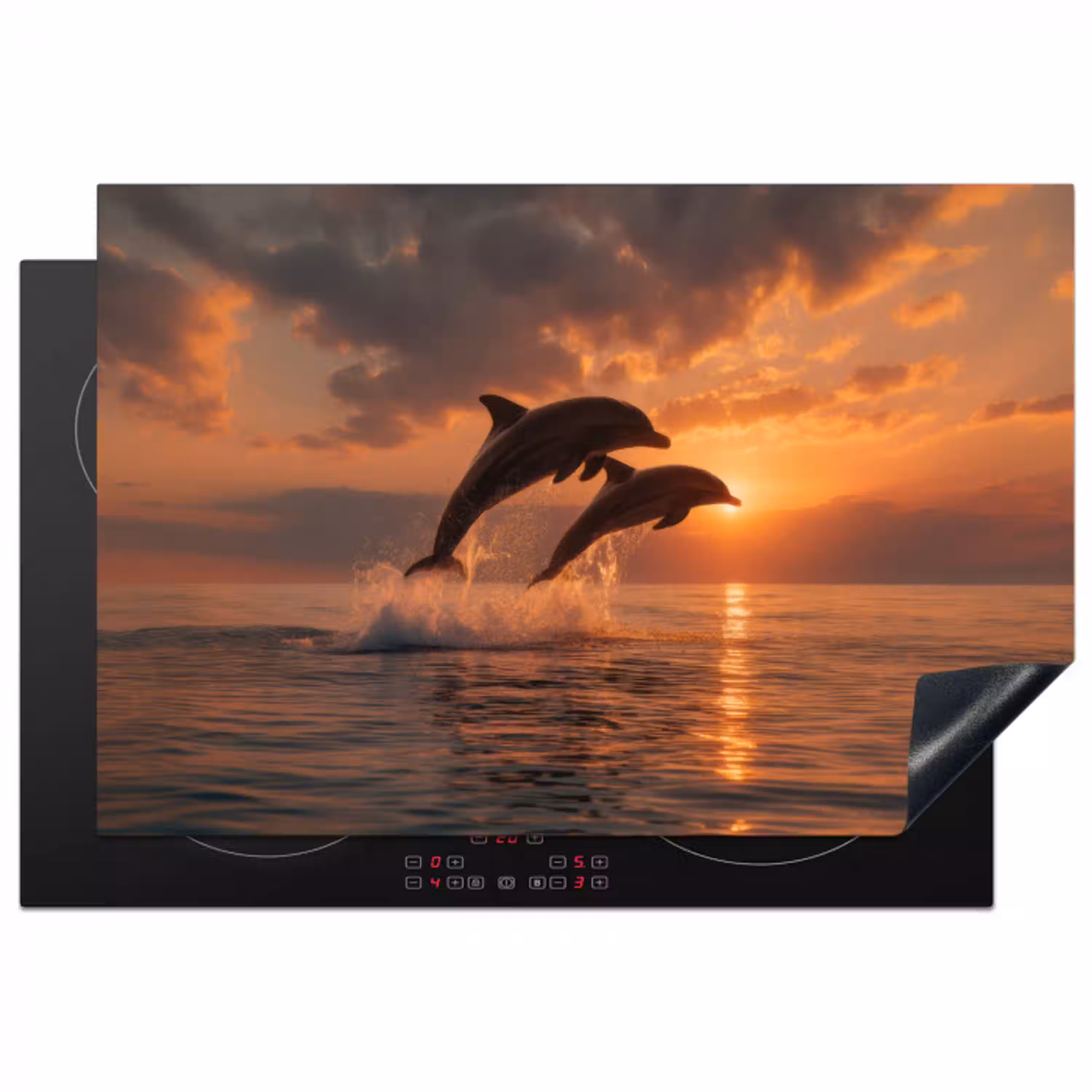 Dolfijnen - Zee - Realistisch Inductie beschermer vinyl 3mm klein -3d