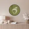 Lijntekening - Appel - Olijfgroen - Blaadje Fotolijst rond zonder passe partout klein -sfeer3