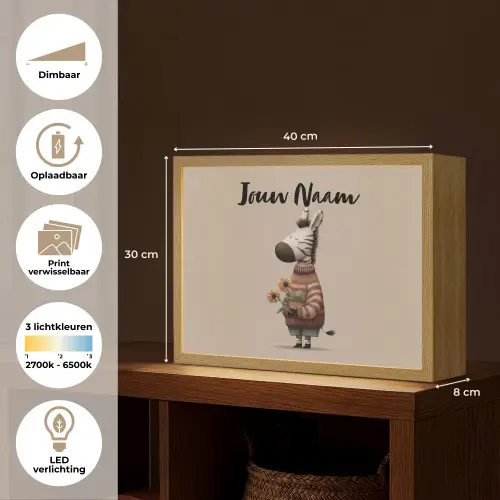 Zebra - Zonnebloemen - Warm Light Box met batterij (Wandlamp kind) middel -USP_websiteoverzichtNL