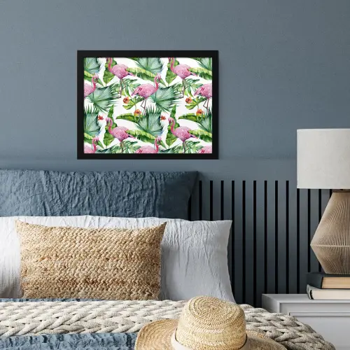 Inductie beschermer - Bladeren - Flamingo - Jungle - Inductiemat fotolijst zwart zonder passe partout klein -sfeer3