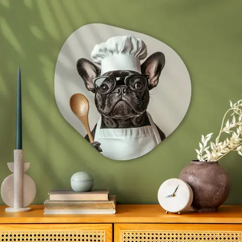 Bril - Hond - Kok Wandcirkel Organisch Plexiglas middel -sfeer2