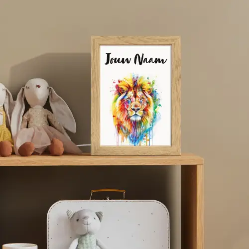 Leeuw - Verf - Kleurrijk - Wit - Dier Light Box met kabel (Kinderlampje) klein -sfeer2_kind