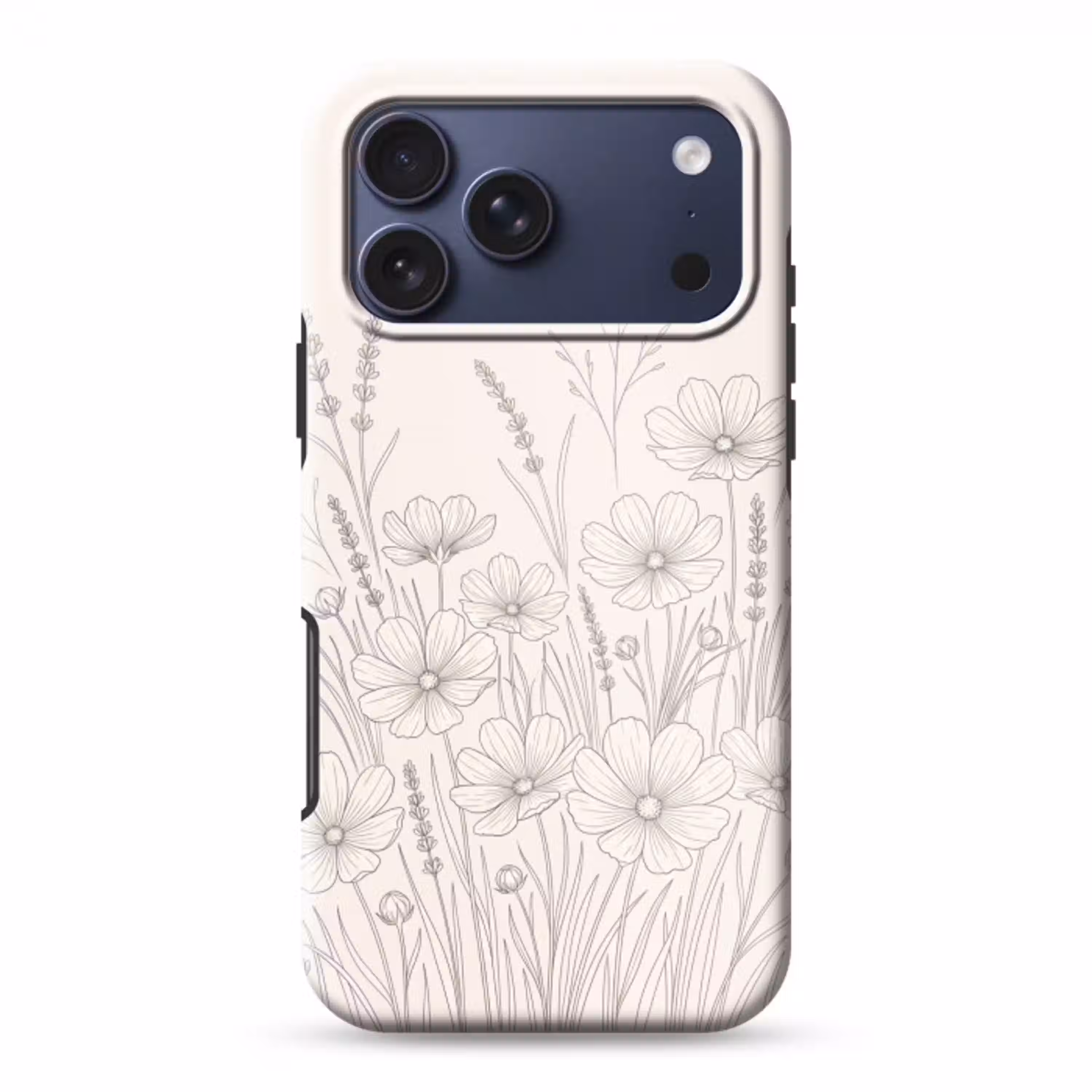 Minimalistisch - Modern - Bloemen - Beige Toughcase MagSafe Apple iPhone 17 Pro Max klein -3d