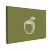 Lijntekening - Appel - Olijfgroen - Blaadje Tuinposter op houten frame 2 cm dik klein -3d