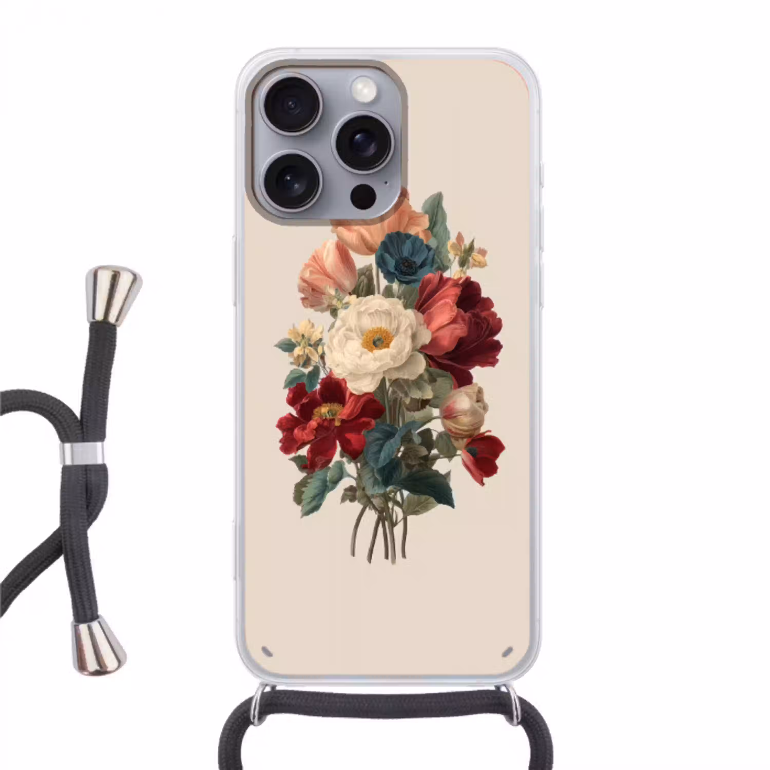 Boeket - Warme tinten - Elegant Hoesje iPhone 16 Pro Max met koord klein -3d