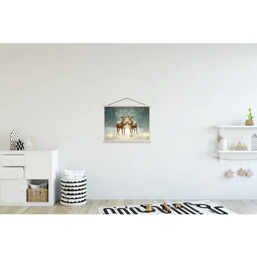 Kerstmagie - Winterwoud - Rendier textielposter latten blank klein -kinderkamer