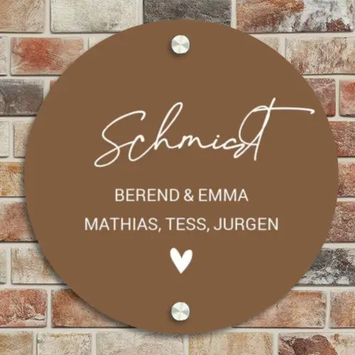 Bruin - Sierlijk Naambord Rond klein -sfeer2