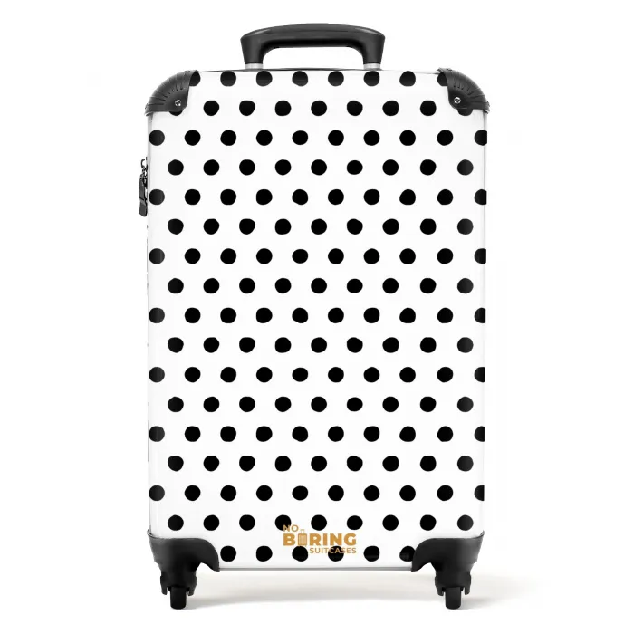 Symmetrisch geplaatste zwarte stippen over een witte achtergrond NBS - Handbagage koffer - Kinderen Unisex middel -productfoto_recht