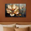 Bloem - Goud - Abstract - Verf Canvas - Meerluiken 3 luik klein -sfeer2