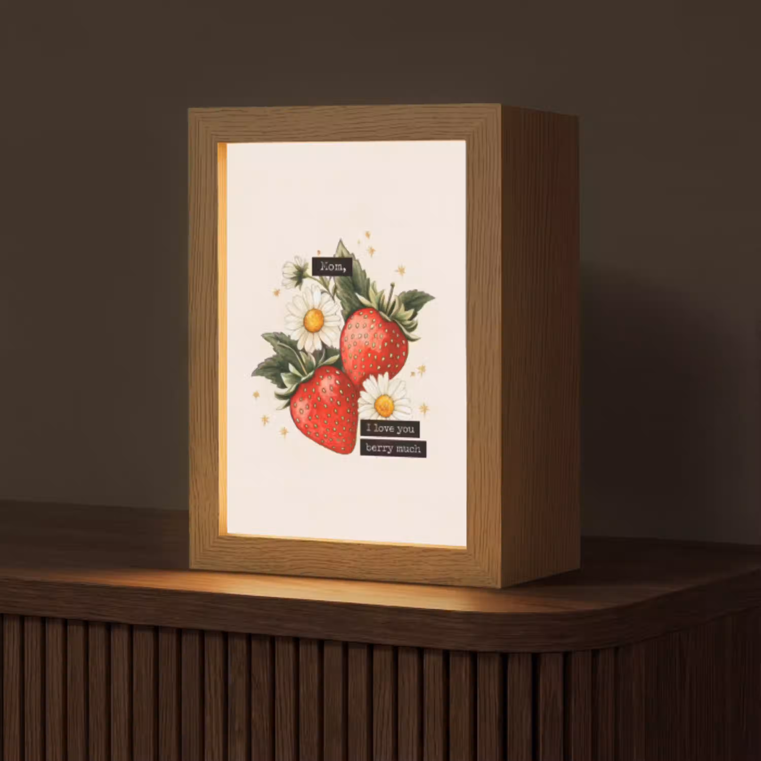 Aardbeien - Madeliefjes - Quote - Sterretjes Light Box met kabel (Tafellamp) klein -z3d_website