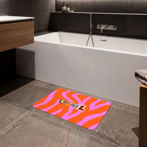 Zebraprint - Grafisch - COOL - Oranje Badmat klein -sfeer3