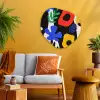 Bloemen - Bladeren - Abstract - Zwart Wandcirkel Organisch Aluminium middel -sfeer4