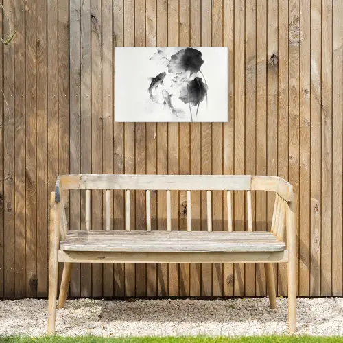 Lotusbloemen - Vissen - Bladeren - Zwart Tuinposter op houten frame 2 cm dik klein -sfeer4