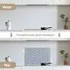 Crème - Blauw - Strepen - Patroon keuken achterwand spatscherm klein 900 -voor_na_NL