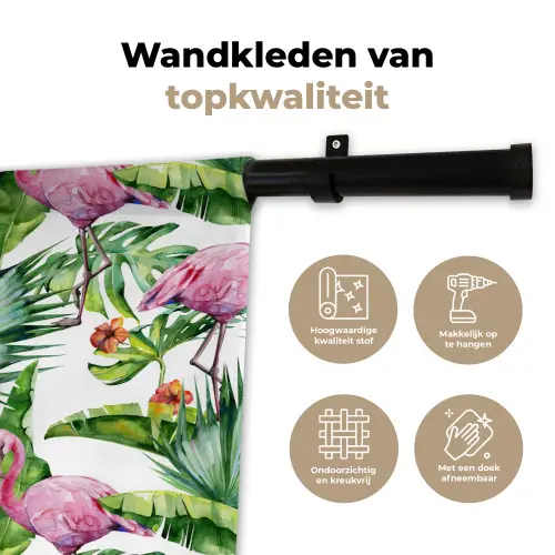 Bladeren - Flamingo - Bloemen - Jungle Wandkleed katoen klein -sfeer2