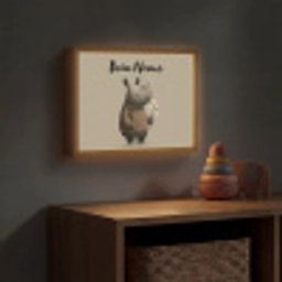 Neushoorn - Witte bloemen - Lief Light Box met batterij (Wandlamp kind) middel -sfeer5_kind