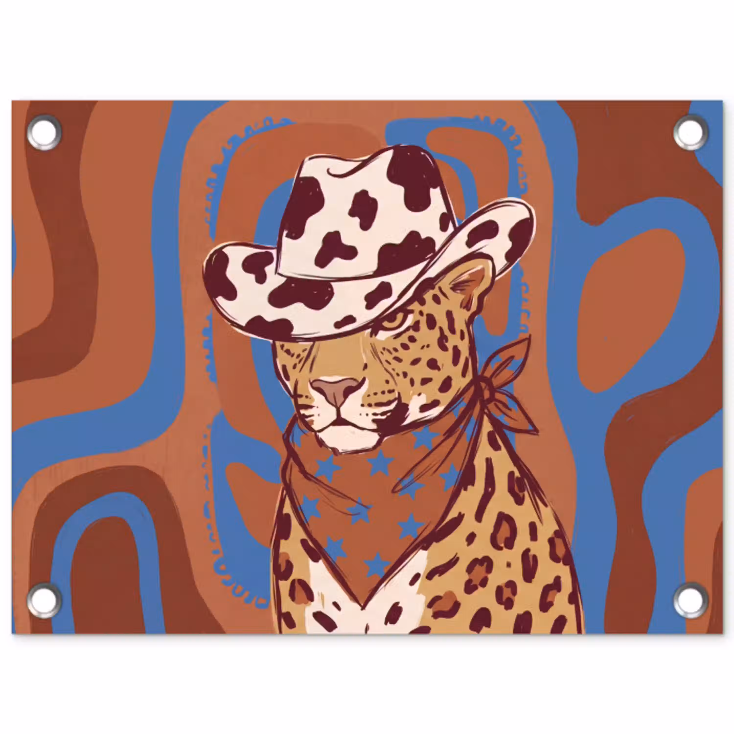 Dieren - Cowboyhoed - Modern - Illustratie - Bruin tuinposter los doek klein -3d