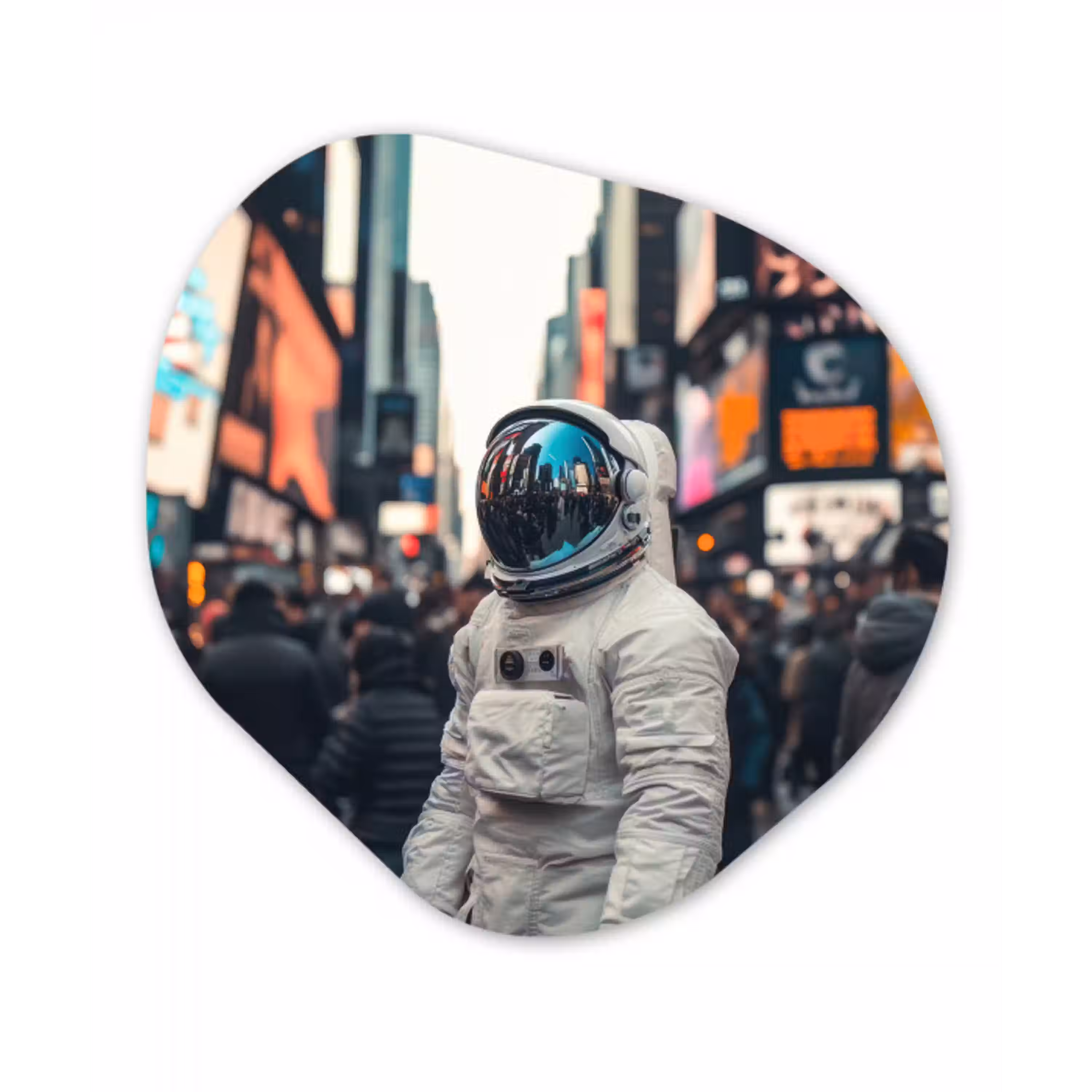 Stad - Mensen - Astronaut - Wit Wandcirkel Organisch Forex 3mm klein -3d