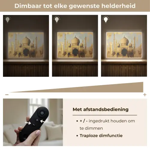 Moskee - Goud - Arabisch - Ramadan - Islamitische Light Box met batterij (Wandlamp) middel -USP_dimbaarNL