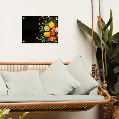 Citroenen - Zwart - Kruiden - Graffiti - Verf tuinposter los doek klein -sfeer7