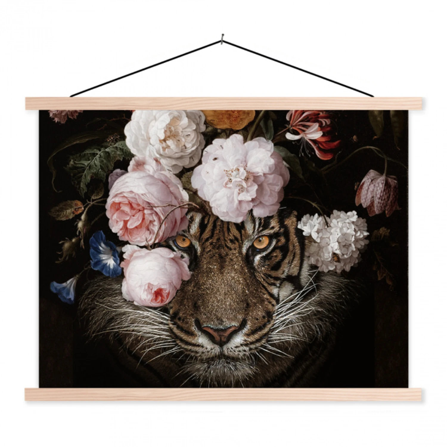 Bloemen - Jan Davidsz de Heem - Tijger - Schilderij - Stilleven - Oude meesters textielposter latten blank klein -3d