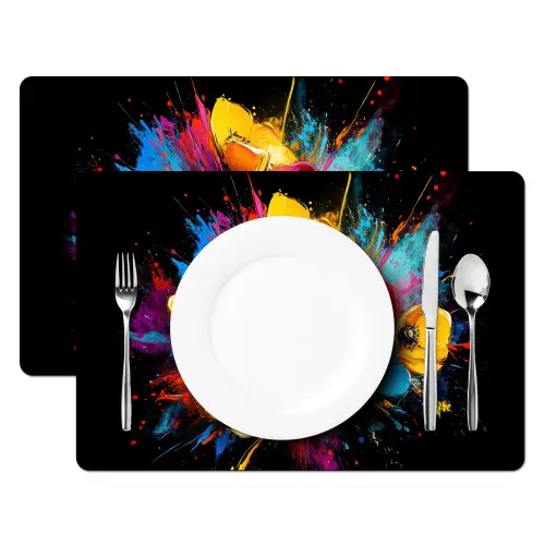 Bloemen - Kleurrijk - Graffiti - Modern - Boeket Placemat vinyl groot -zzsfeer2_Kitchenyeah-website