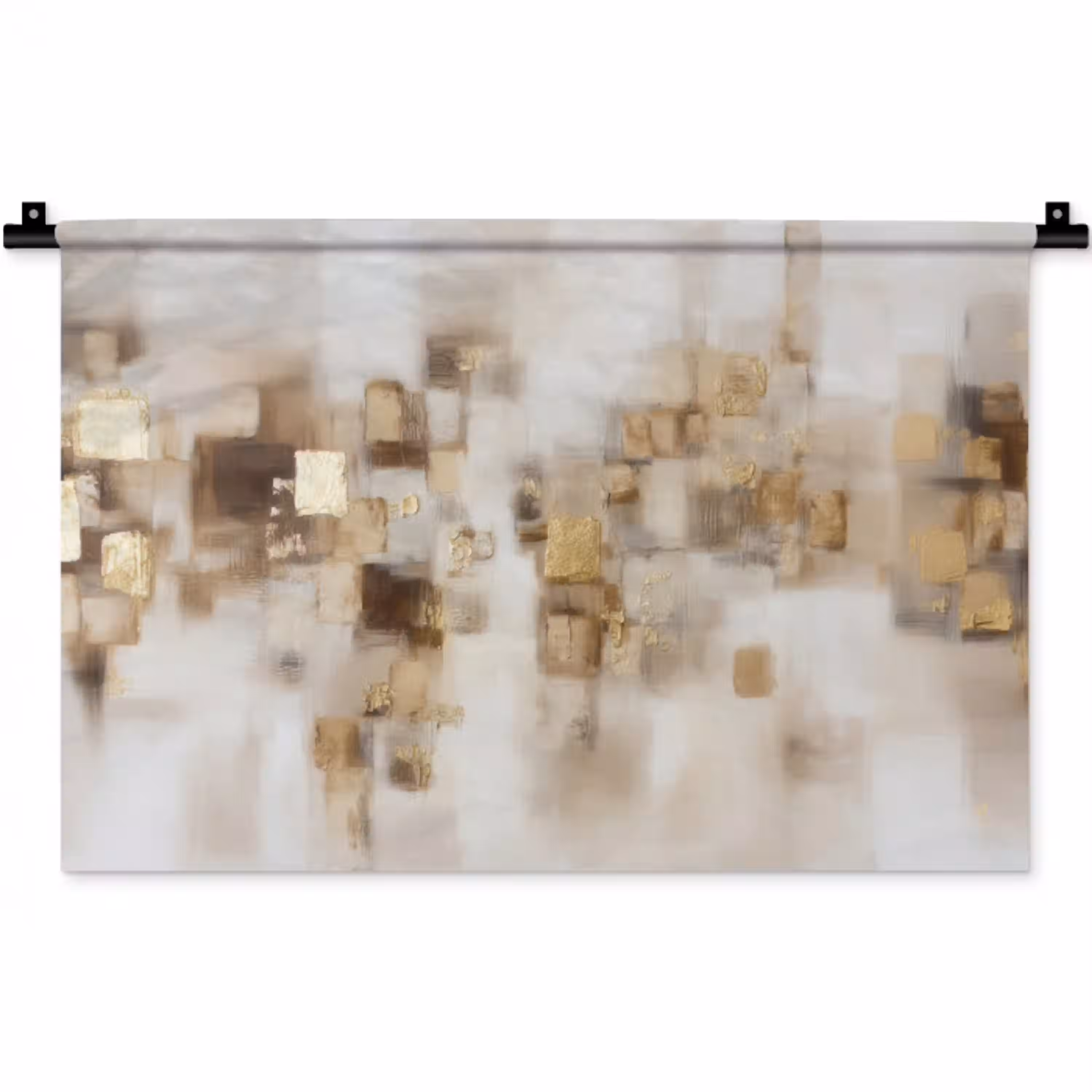 Abstracte vierkanten - Aardetonen - Mistig Wandkleed katoen klein -zz3d