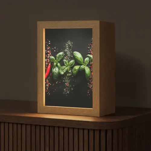 Chilipepers - Basilicum - Blaadjes - Rood Light Box met kabel (Tafellamp) klein -z3d_website