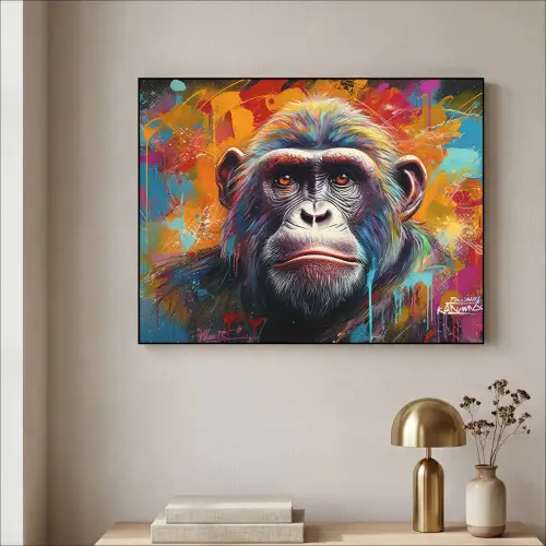 Aap - Gorilla - Graffiti - Dieren - Kleuren Textielframe - compleet frame klein -sfeer2