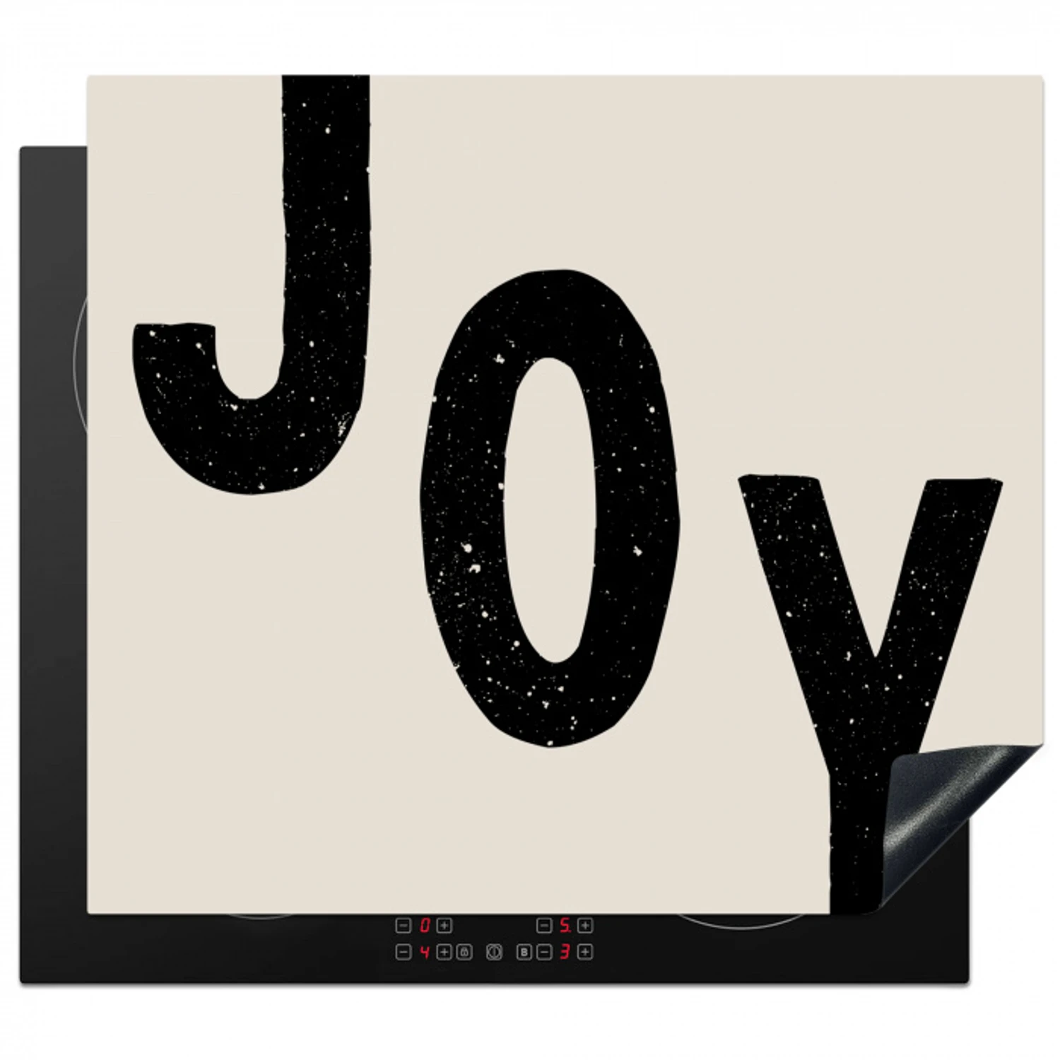 Kerst - Quote - Joy - Zwart - Feestdagen Inductie beschermer vinyl 3mm middel -3d