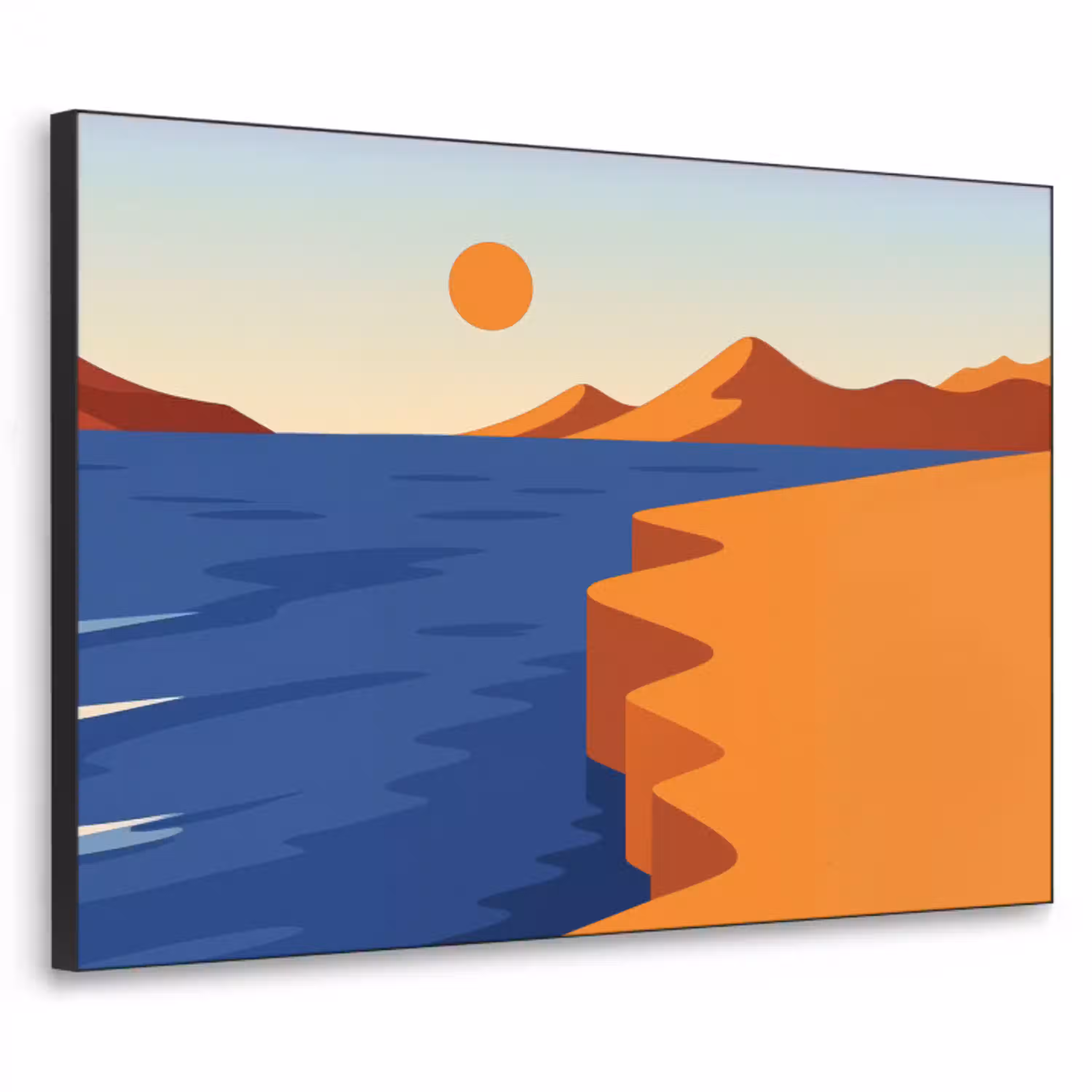 Landschap - Bergen - Zon - Zee Textielframe - compleet frame klein -3d